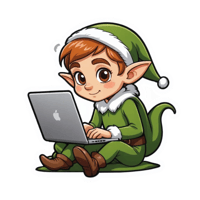 An elf using a laptop