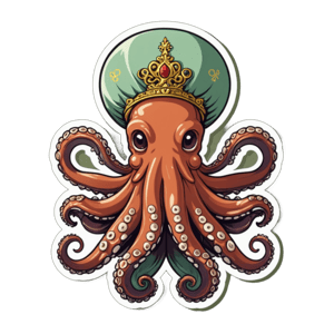 An octopus with an teal colored turban, nobility embodied in its regal tentacle gestures and ornate attire